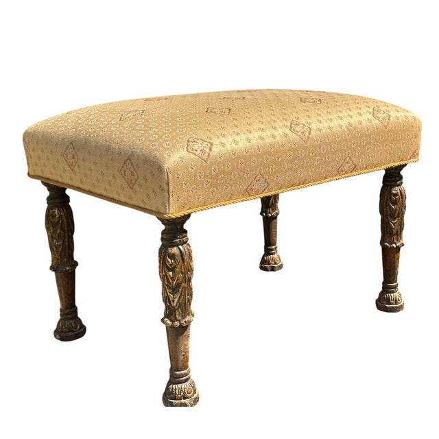 Italian 19th C Style Carved Italian Stool Bench Ottoman For Sale - Image 3 of 4