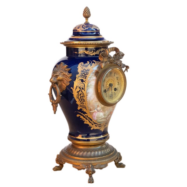 Rococo Antique French Sèvres Porcelain G. Poitevin Ormolu Japy Freres 8 Day Clock 1875 For Sale - Image 3 of 18