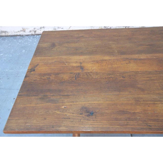 X-Trestle Table in Reclaimed Heart Pine by Petersen Antiques For Sale - Image 11 of 13