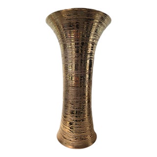 Manufacture De Monaco Ligne E Gold Ribbed Porcelain Vase For Sale