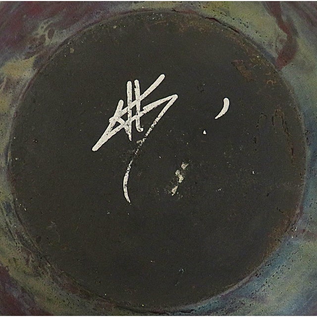 Ceramic Large Studio Pottery Vase R. Kevin Kelley Raku Signed 12" X 12" For Sale - Image 7 of 8