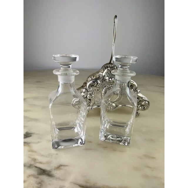 Italian Oil and Vinegar Set in 800 Silver and Crystal, 1990 For Sale - Image 4 of 10