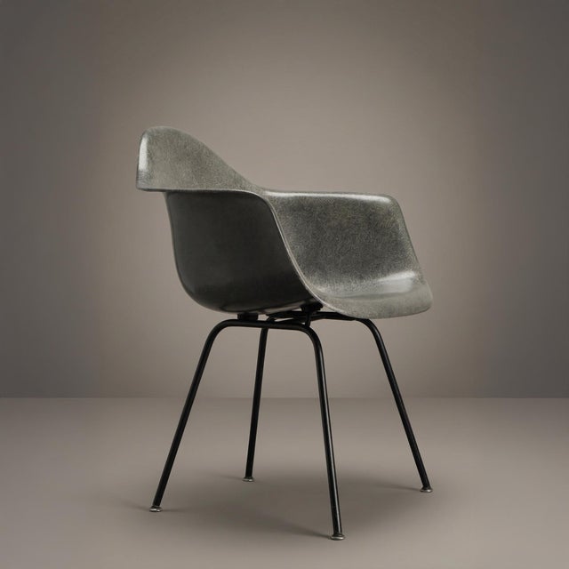 Herman Miller Herman Miller Eames Dax Arm Chair in Elephant Gray Fiberglass For Sale - Image 4 of 7