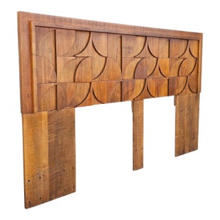 Mid Century Brutalist King Headboard by Tobago For Sale