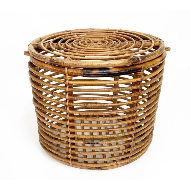 Mid-Century Italian French Riviera Bamboo & Rattan Basket, 1950s For Sale - Image 6 of 16