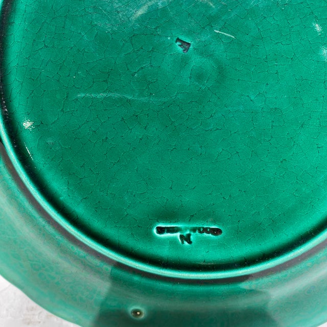 French 1920s French Metallica Green Plate With Sunflower Design For Sale - Image 3 of 6