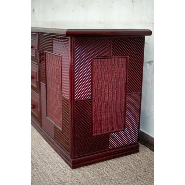 Lacquered Bamboo Sideboard, 1980s For Sale - Image 6 of 7