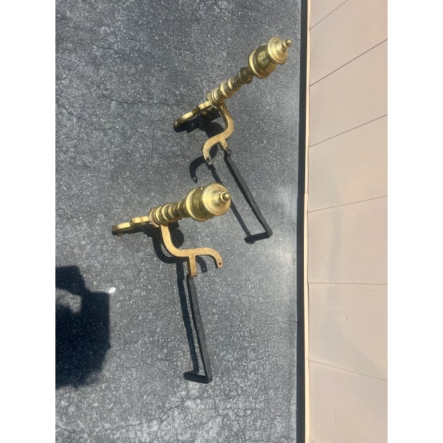 Antique English Brass Andirons - a Pair For Sale - Image 4 of 13