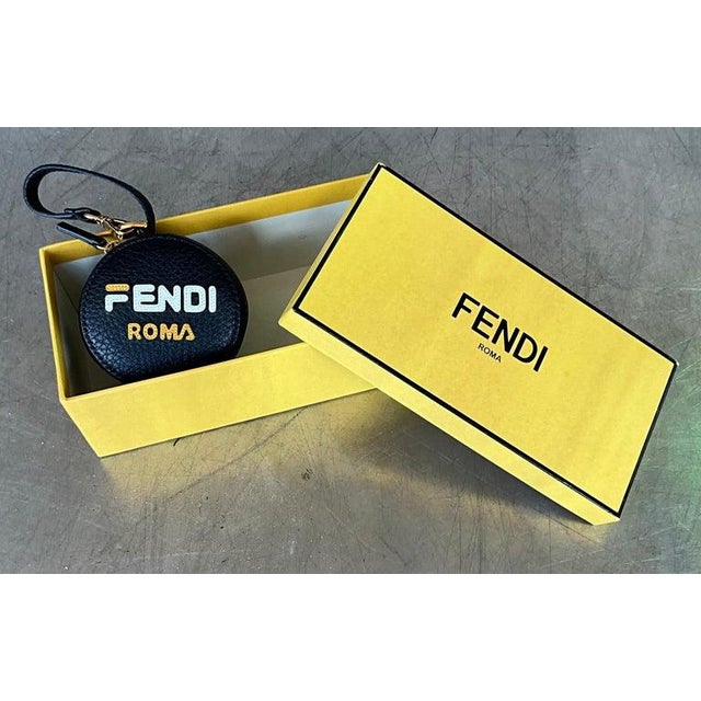 Black Vintage Fendi Fila Mania Bag Charm With GHW For Sale - Image 8 of 13