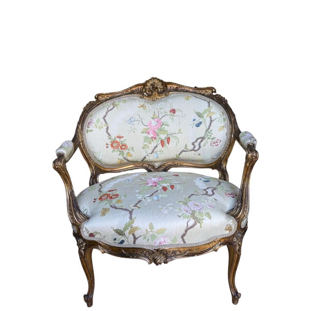 French Giltwood Marquise Armchair, 1900s For Sale - Image 14 of 14