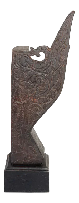 Architectural Carved Wood Temple Fragment from India