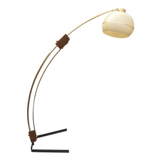 1970s Nova Lighting of California Bentwood and Brass Floor Lamp with Eyeball Shade For Sale