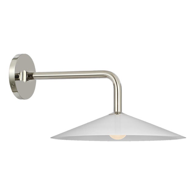 Amber Lewis for Visual Comfort Signature Ponce 9" Sconce in Polished Nickel with Milk White Glass Shade For Sale