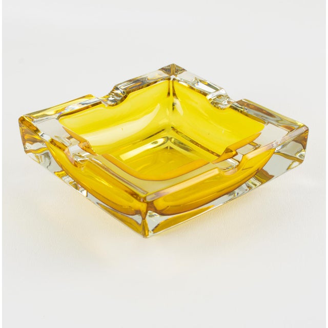 Mid-Century Leather and Crystal Ashtray Catchall Desk Tidy For Sale - Image 9 of 17