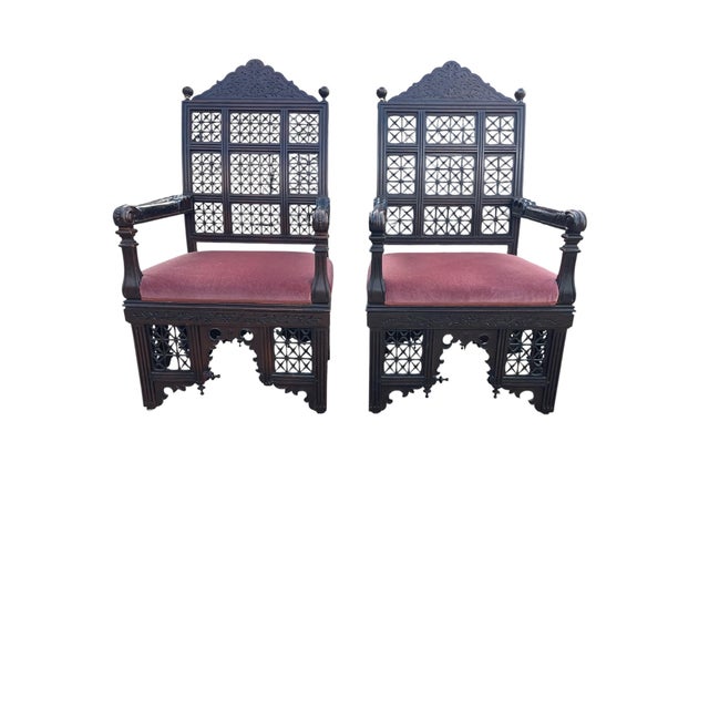 Antique Armchairs in Walnut, 1890s, Set of 2, in Very Good conditions. Designed 1890 to 1919