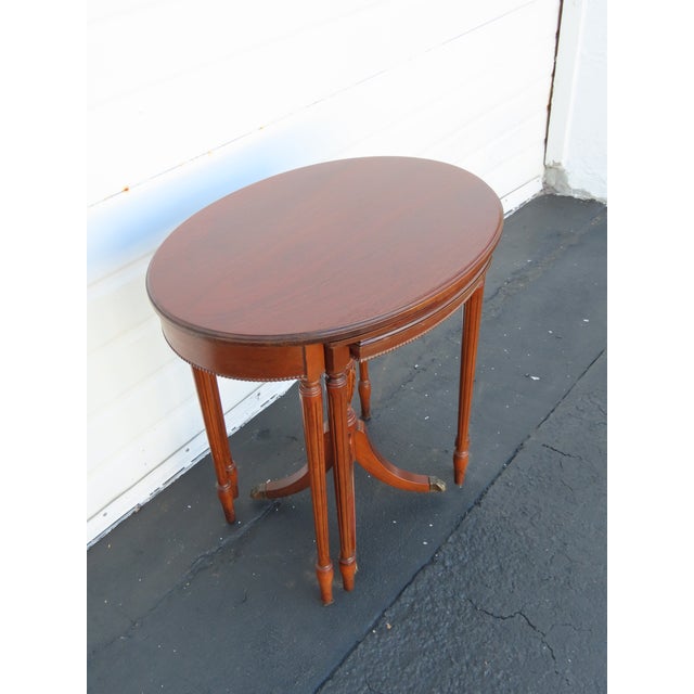 Early 1900s Duncan Phyfe Mahogany Nesting Side End Tables Set of Three 6403 For Sale - Image 12 of 18