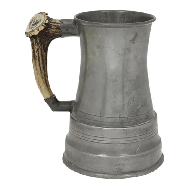 Antique Pewter & Horn Musical Mug For Sale