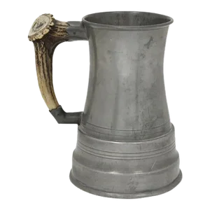 Antique Pewter & Horn Musical Mug