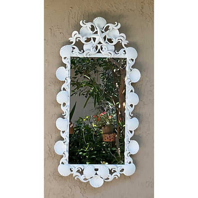 Vintage Coastal Cast Iron Shell & Starfish Wall Mirror For Sale - Image 13 of 15