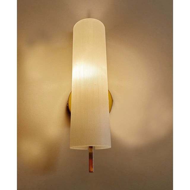 Vintage Glass and Brass Sconce from Hillebrand Leuchten, 1950s For Sale - Image 12 of 14