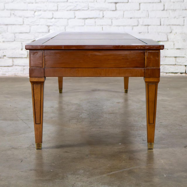 Mid to Late 20th Century Neoclassic Coffee Table Long Carved Frame With 2 Drawers and Brass Details For Sale - Image 15 of 18