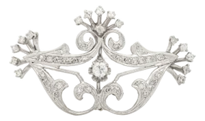 14k White Gold Diamond Lace & Spray Pin Pendant