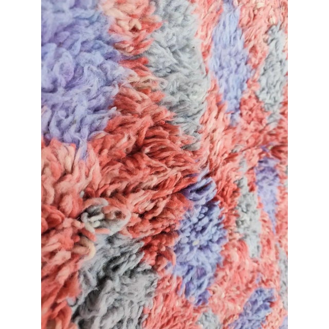 Pink Grey Purple Diamond Handwoven Wool Moroccan Rug For Sale - Image 13 of 13