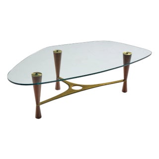 Edward Wormley for Dunbar Model 5309 Mid Century Brass and Rosewood Coffee Table For Sale