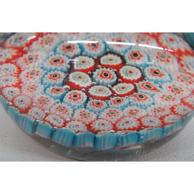 Mid 20th Century Large Round Art Glass Paper Weight Italian Murano Style Millefiori Flowers 5130b For Sale - Image 5 of 9