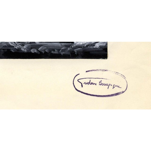 Modern Gustave Bourgogne, Black and White Roses, Mid-20th Century, Gouache Painting For Sale - Image 3 of 4