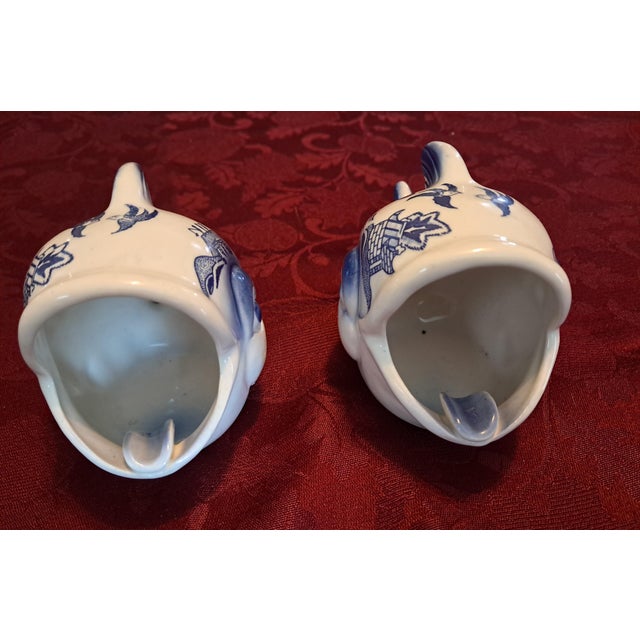 Mid-Century Pair of Blue Willow Personal Ashtray Fish Shaped For Sale - Image 4 of 18