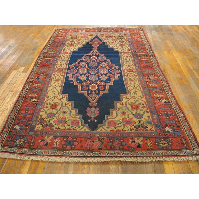 Antique Persian Bijar rug, size: 4'9" x 8'2". Antique Bijar Hallway Runner Wool Blue Rug, Country of Origin: Iran /...