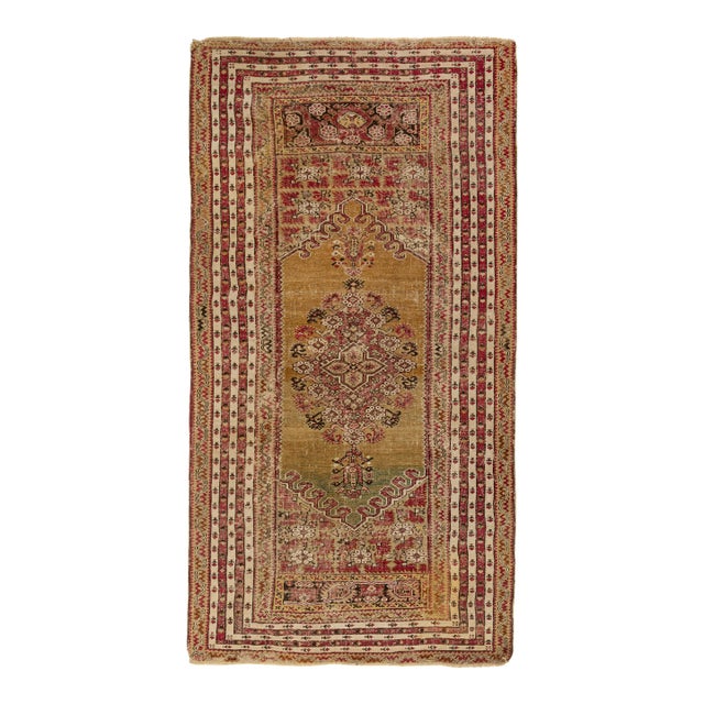 Antique Turkish Ghiordes Rug in Brown With Geometric Medallion - Rug & Kilim For Sale