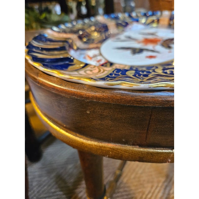 Early 19th Century Beautiful Antique English Imari Porcelain Platter on a Custom Bamboo Turned Stand For Sale - Image 5 of 6