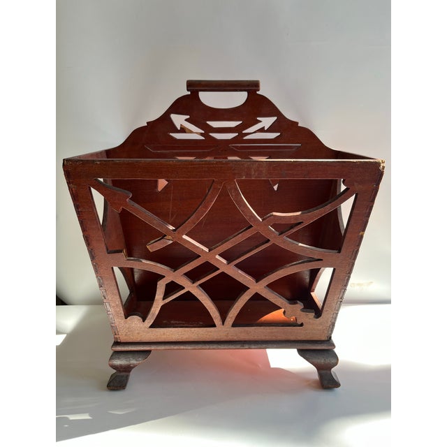 Antique Wood Magazine Rack For Sale - Image 4 of 10