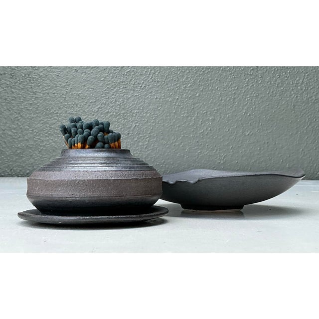 Vintage Original Studio Pottery Match Strike Set For Sale - Image 11 of 12
