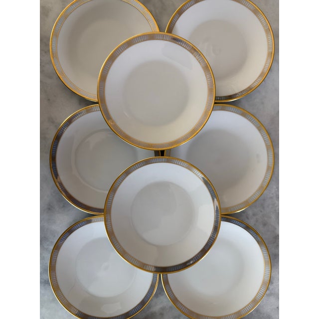 Mid Century Rosenthal Small Plates in the Continental Blue Band Gold Lines Pattern - Set of 6 For Sale - Image 9 of 9