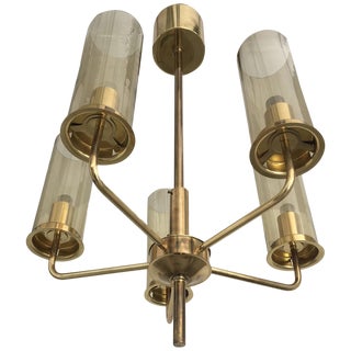 Vintage Swedish Brass Chandelier by Hans-Agne Jakobsson for AB Markaryd, 1970s For Sale
