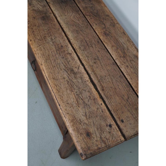 Antique Spanish Farmhouse Rustic Chestnut Coffee Table For Sale - Image 11 of 18