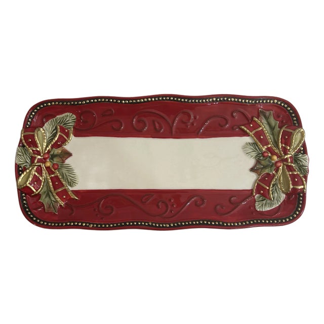 2016 Fitz and Floyd “Damask Holiday” Bread or Sandwich Tray For Sale