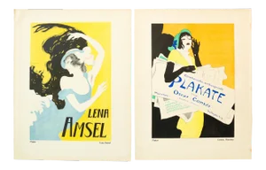 1922 Original German Art Deco Poster, Lena Amsel: Consée München (Recto/Verso)