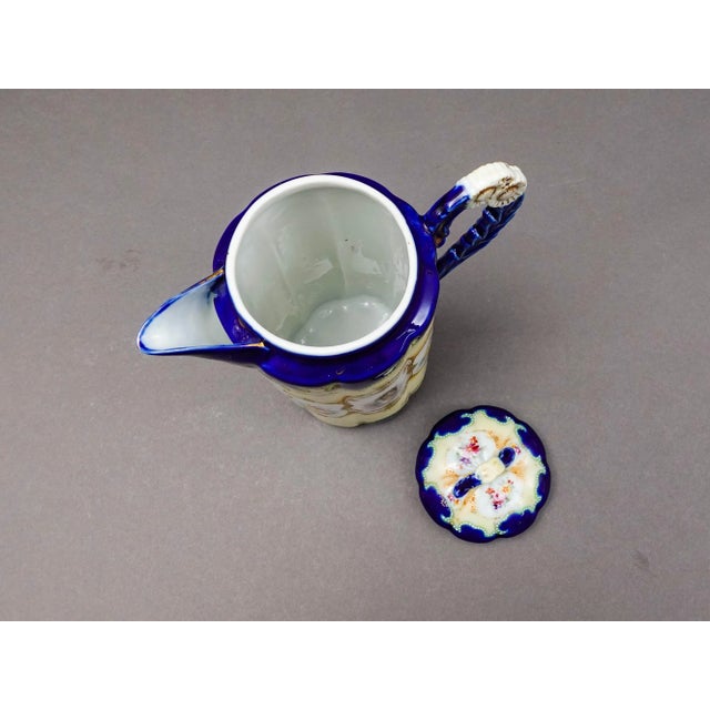 Vintage Nippon Hand Painted Josephine Portrait Floral Porcelain Chocolate Pot For Sale In Miami - Image 6 of 8