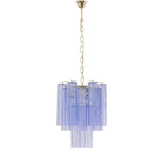 Chandelier with Murano Glass Cylinders in Blue-Purple Color, Italy, 1990s For Sale
