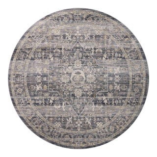 Jean Stoffer x Loloi Katherine Midnight/ Tobacco 7'-10" x 7'-10" Round Area Rug For Sale