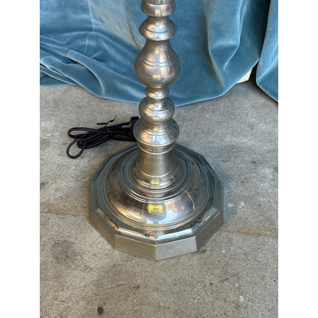 1940s French Nickel-Plated Floor Lamps With Hexagonal Shaped Bases - a Pair For Sale - Image 11 of 18