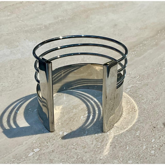Mid 20th Century Vintage Silver Minimalist Adjustable Cuff Bracelet For Sale - Image 5 of 10