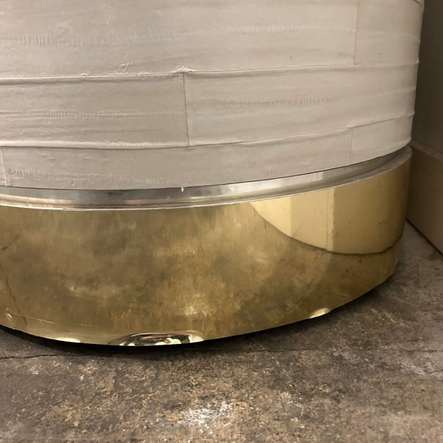 Metal Karl Springer Leather Wrapped Marble Top Two Sided Credenza For Sale - Image 7 of 13