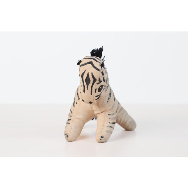Folk Art Mid-Century Stuffed Zebra Folk Art Toy For Sale - Image 3 of 10