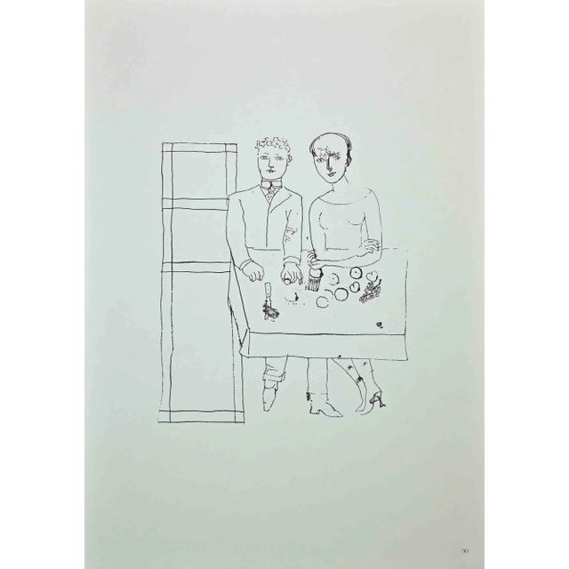 The Man with the Woman is an original vintage offset print on ivory-colored paper, realized by Franco Gentilini ( Italian...