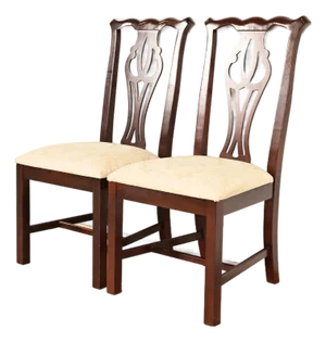Thomasville Georgian Carved Mahogany Side Chairs or Dining Chairs, Pair